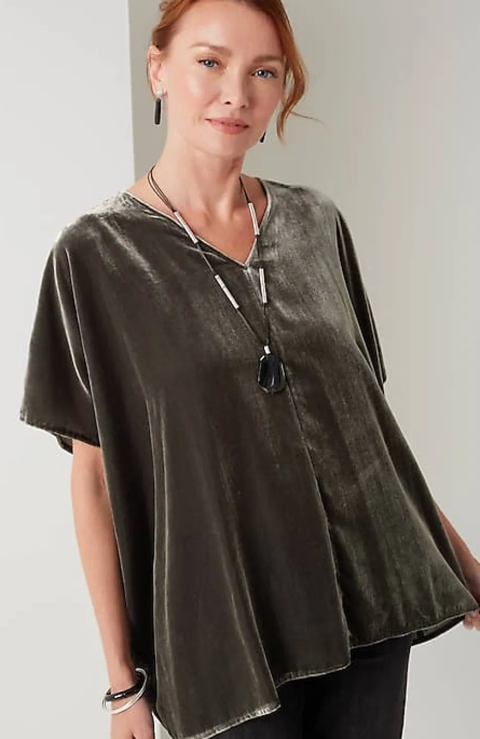 Pure Jill Velvet Seamed Draped Top | Jjill