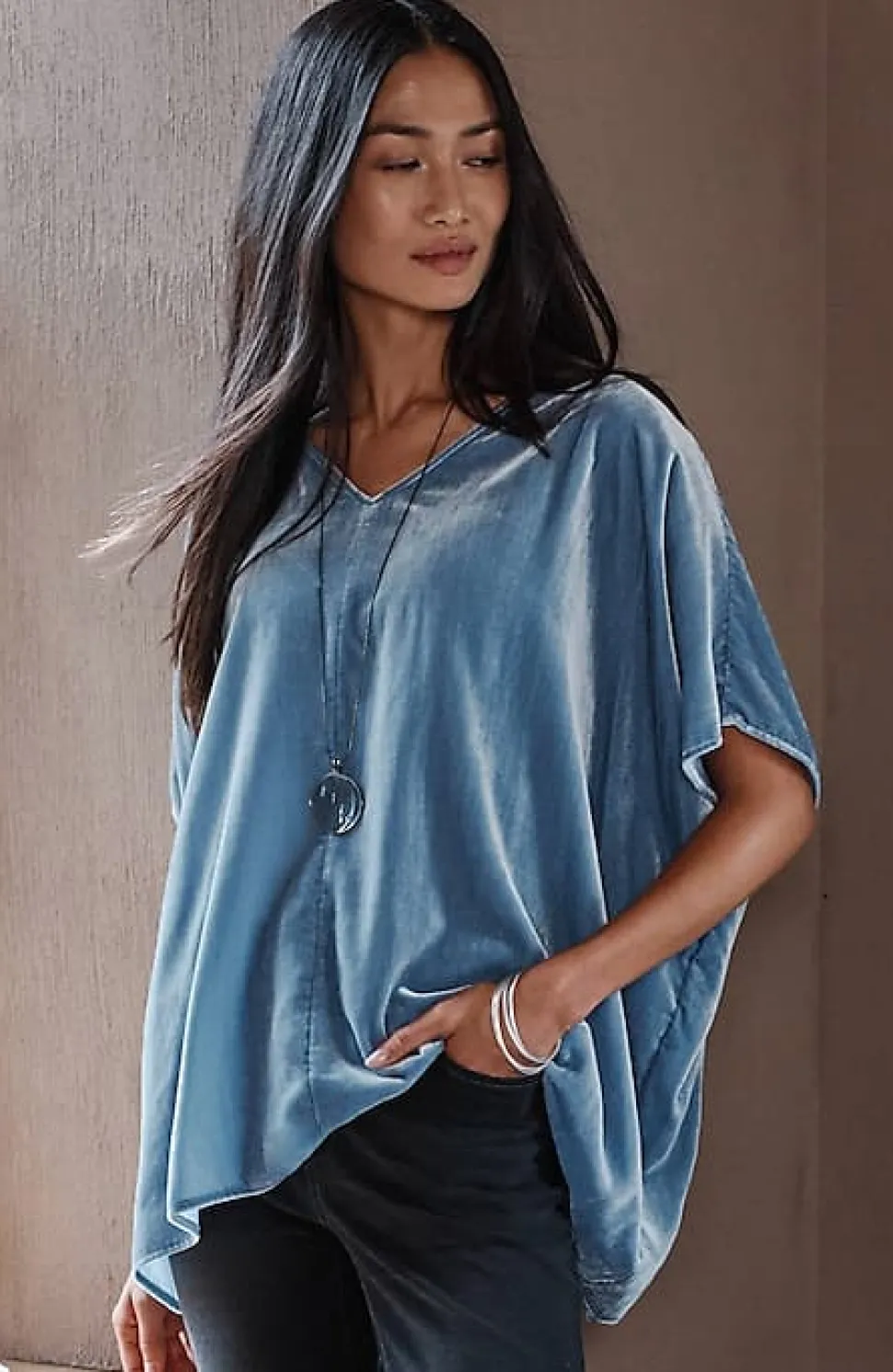 Pure Jill Velvet Seamed Draped Top | Jjill
