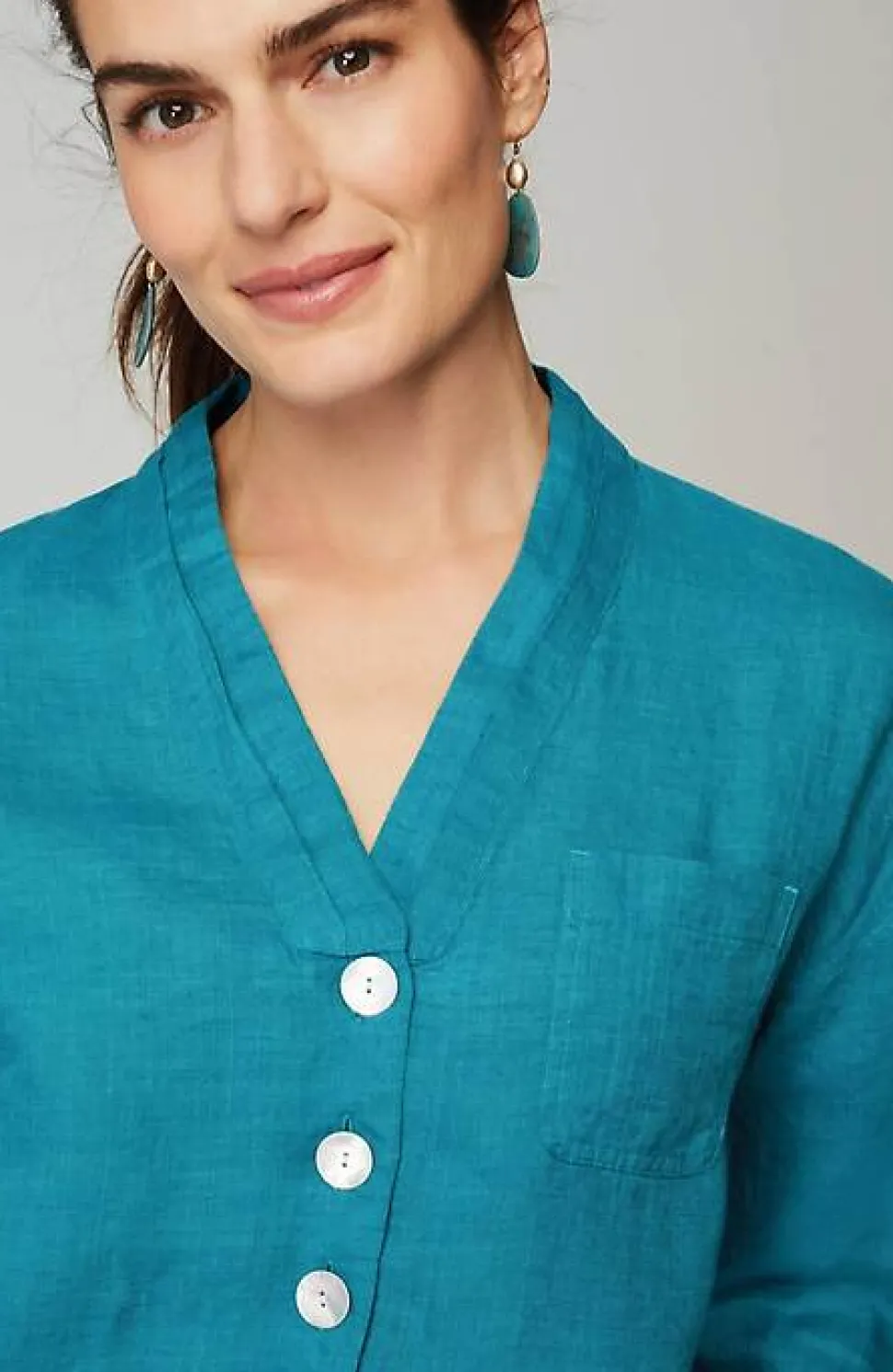 Pure Jill Yarn-Dyed Linen Button-Front Tunic | Jjill