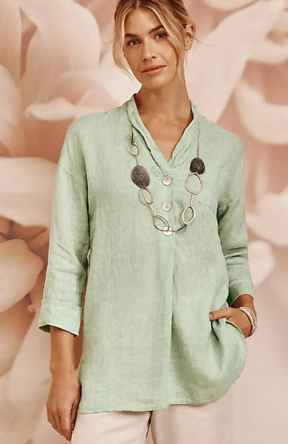 Pure Jill Yarn-Dyed Linen Button-Front Tunic | Jjill