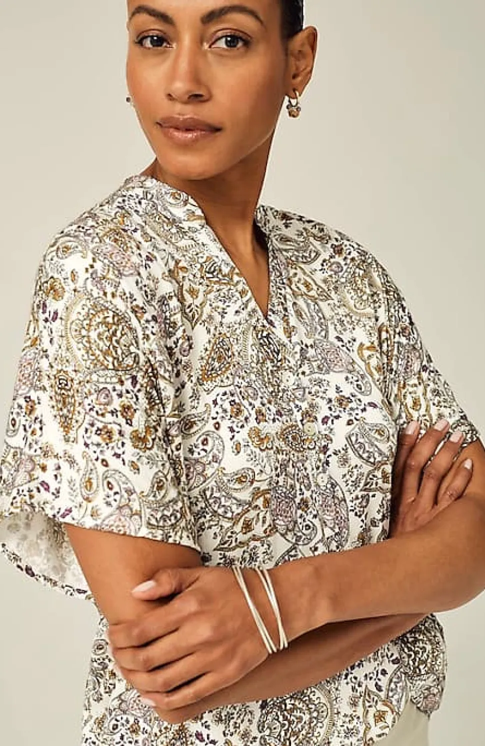 Relaxed Printed Satin Top | Jjill