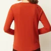 Ribbed-Border V-Neck Sweater | Jjill