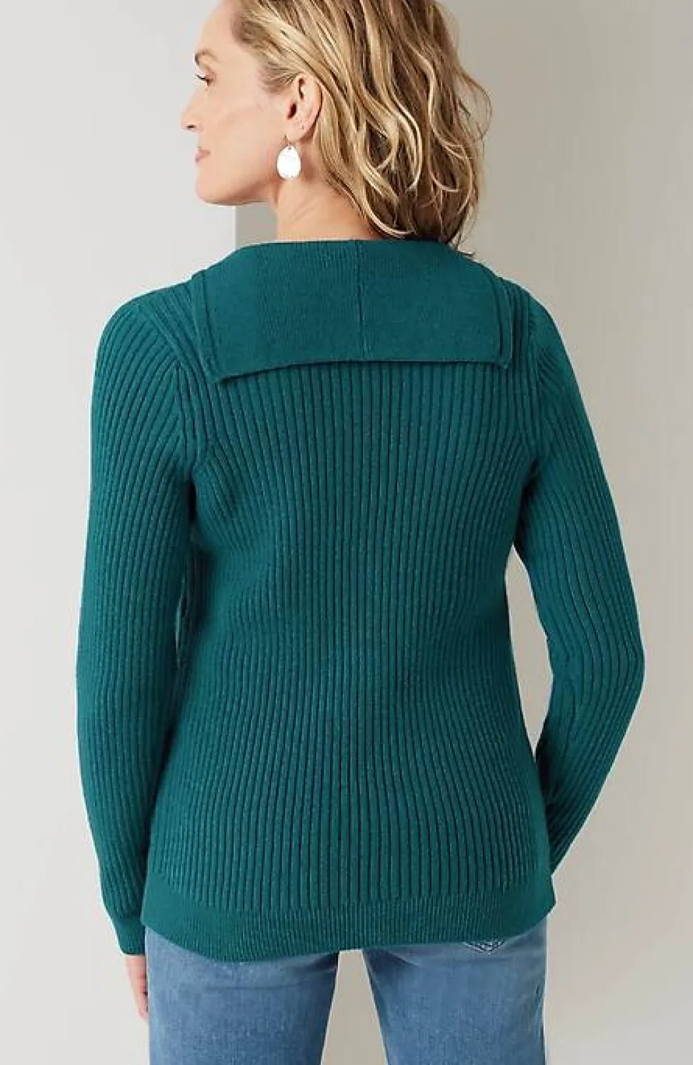 Ribbed-Stitch Collared Sweater | Jjill