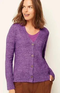 Ribbed-Trim Button-Front Cardi | Jjill
