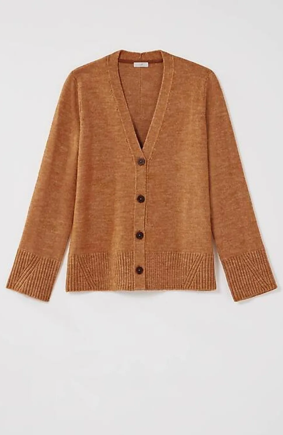 Ribbed-Trim Button-Front Cardi | Jjill