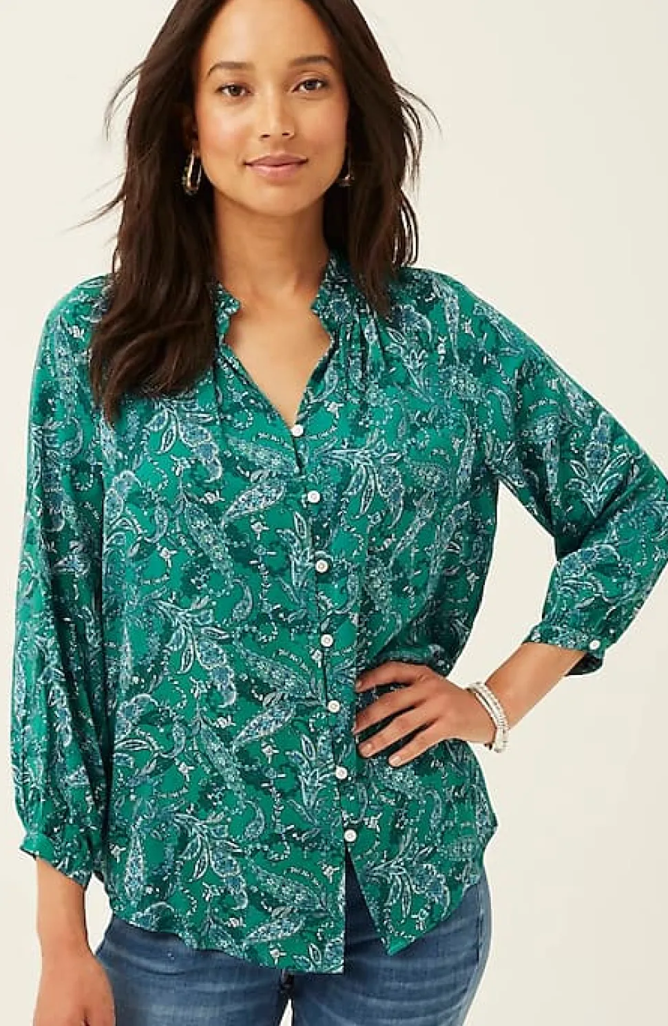 Ruffled Satin Top | Jjill