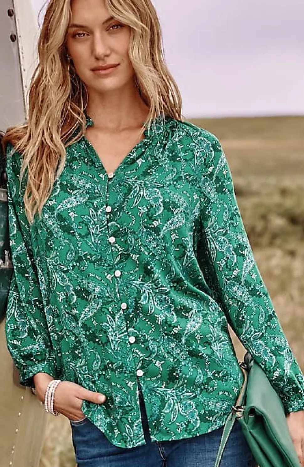 Ruffled Satin Top | Jjill