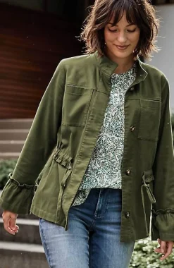 Ruffled-Sleeves Tie-Waist Jacket | Jjill