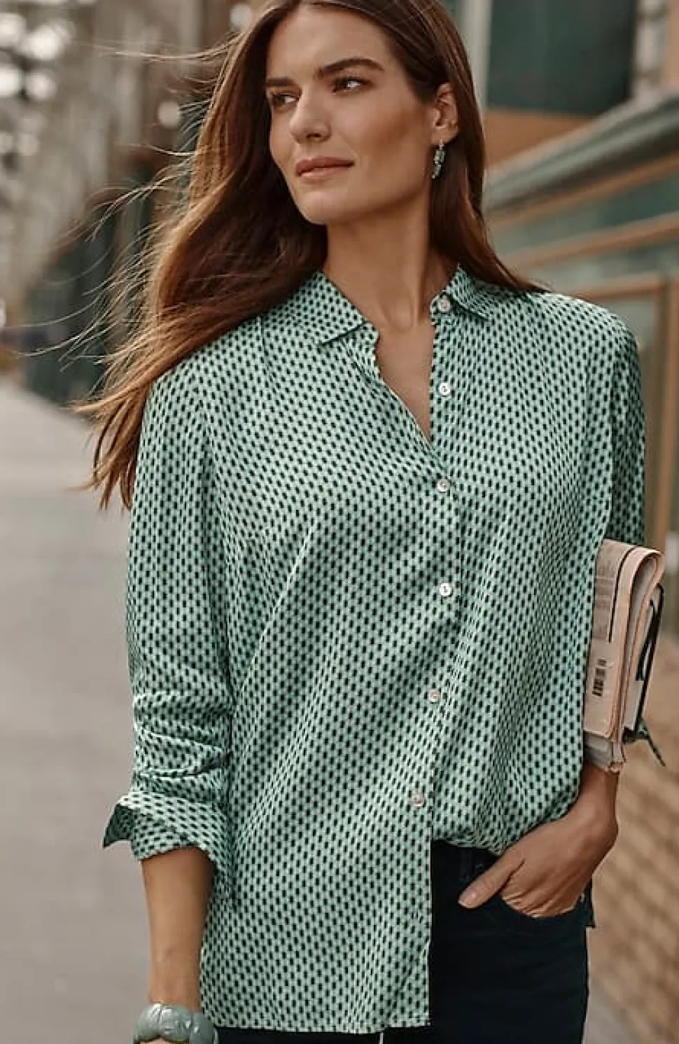 Satin Button-Front Shirt | Jjill