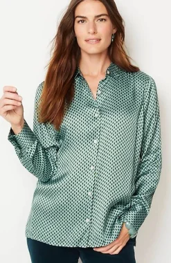 Satin Button-Front Shirt | Jjill