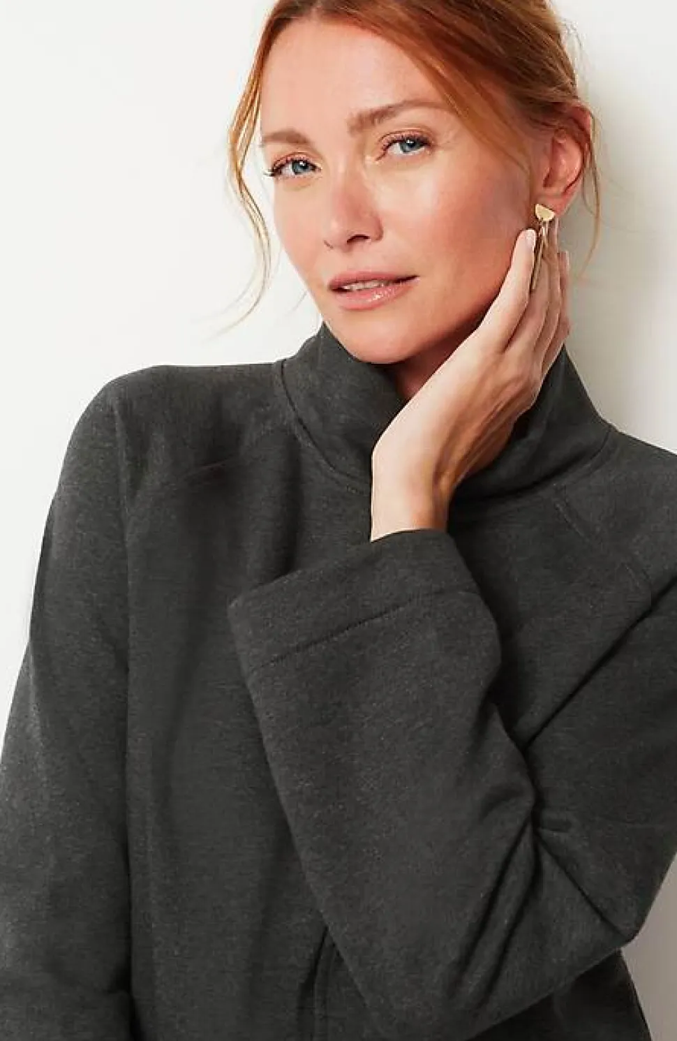 Seamed Fleece Mock-Neck Top | Jjill