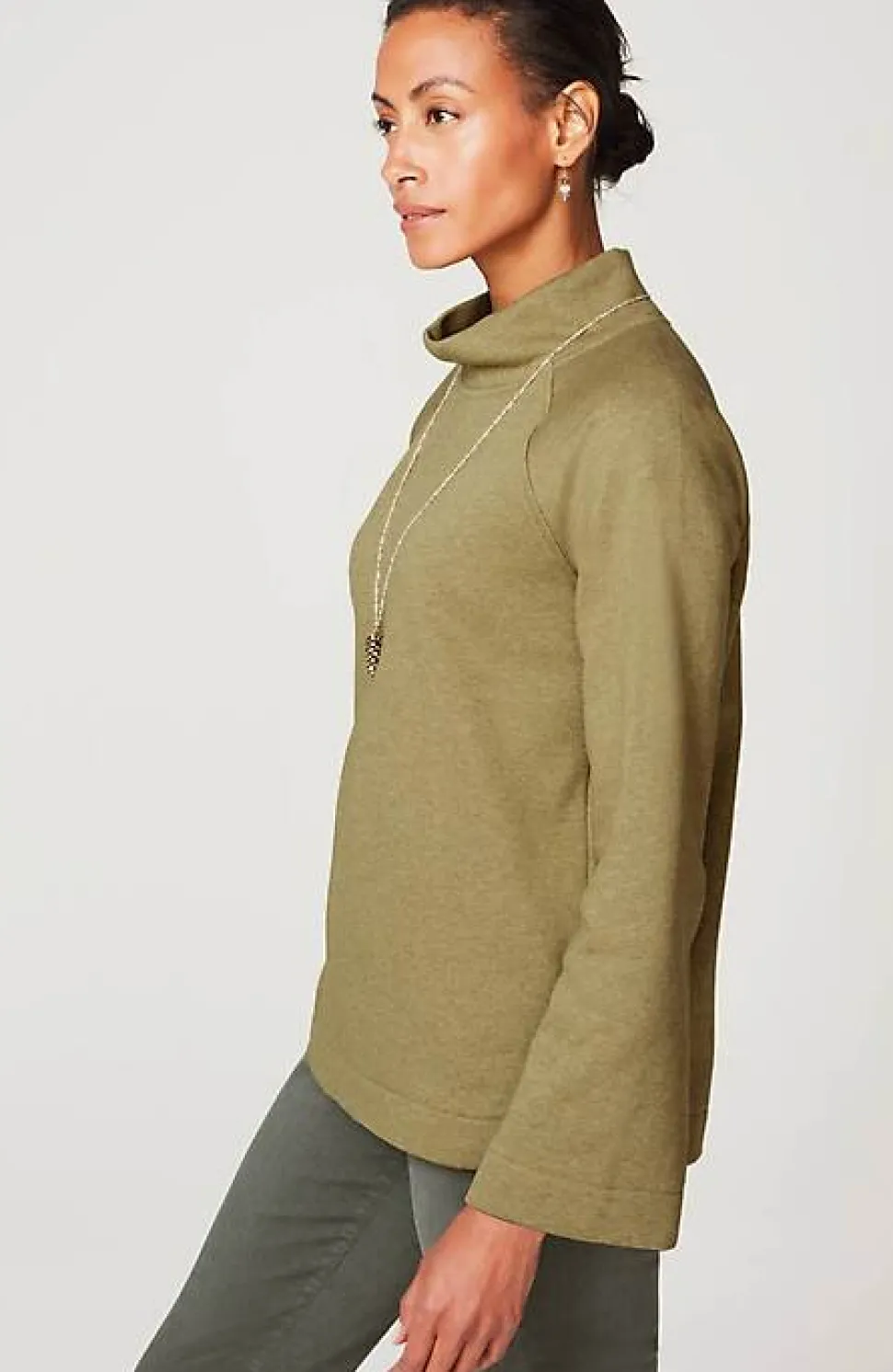Seamed Fleece Mock-Neck Top | Jjill