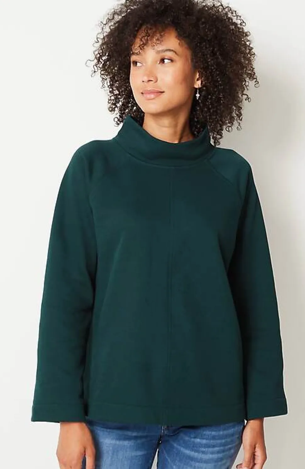 Seamed Fleece Mock-Neck Top | Jjill