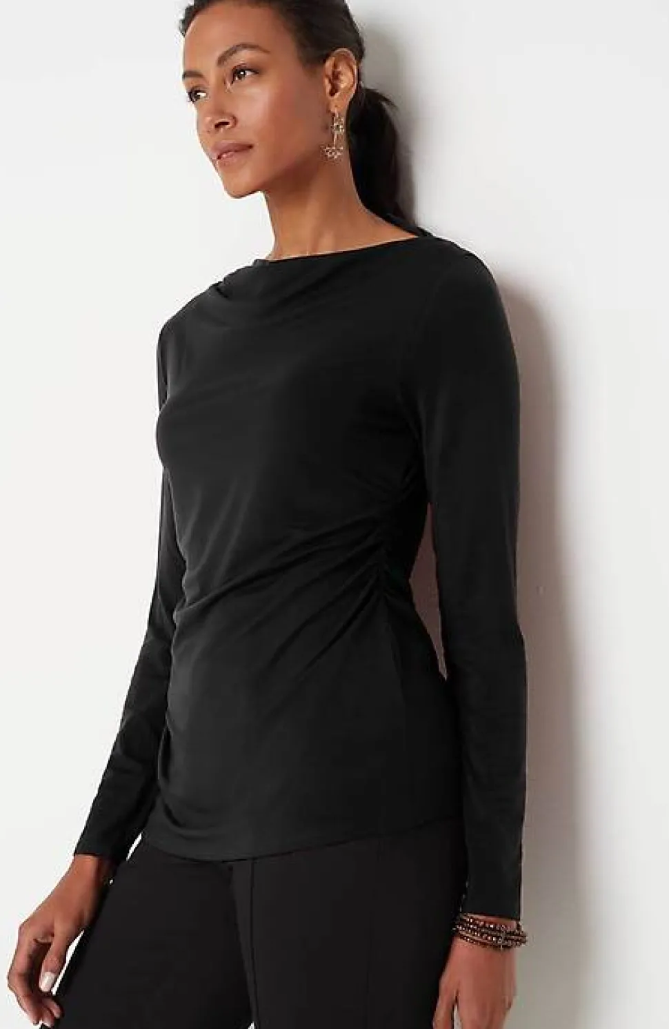 Shirred-Waist Draped Top | Jjill