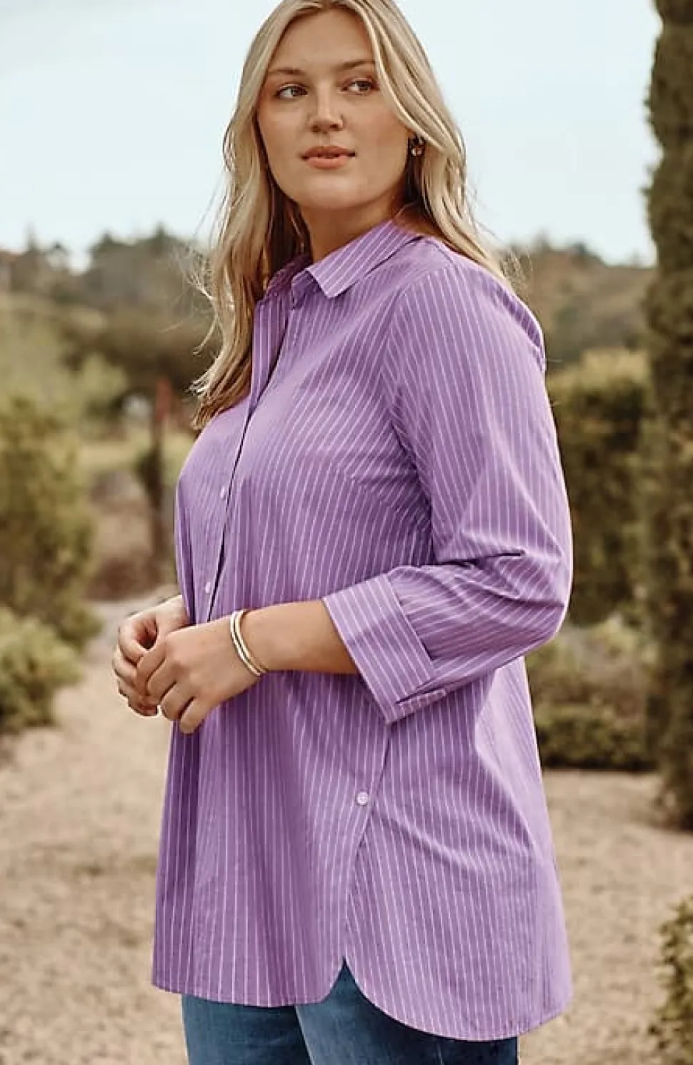 Side-Button Stepped-Hem Tunic | Jjill