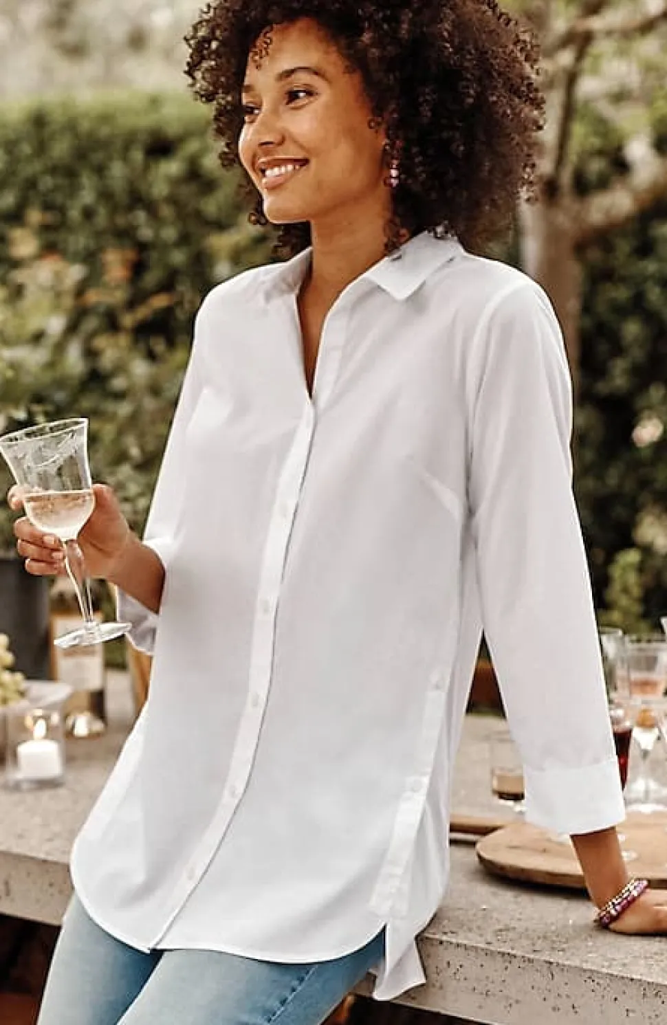 Side-Button Stepped-Hem Tunic | Jjill