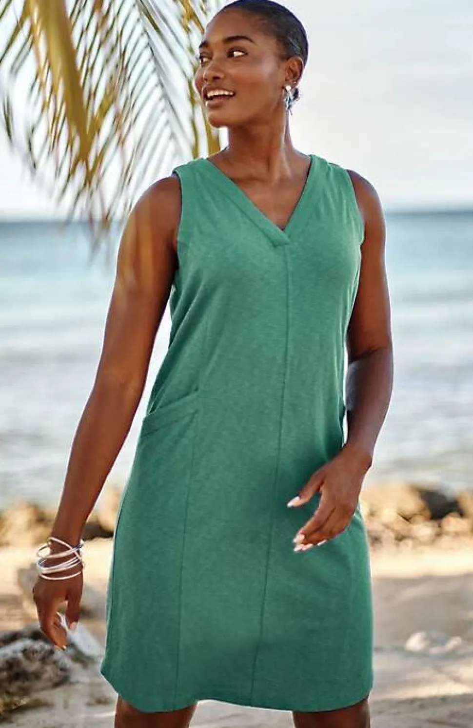 Sleeveless V-Neck Knit Dress | Jjill