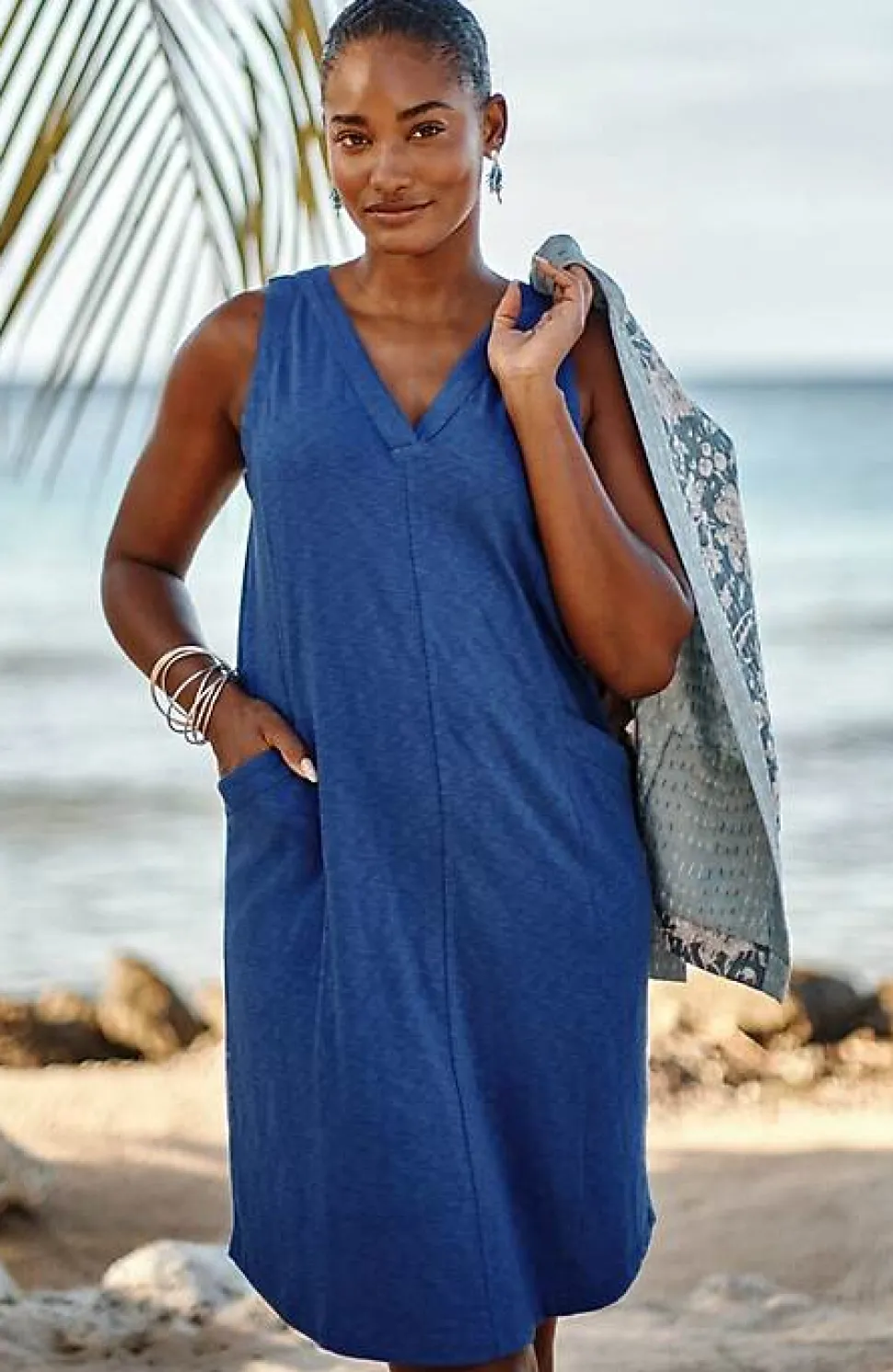 Sleeveless V-Neck Knit Dress | Jjill