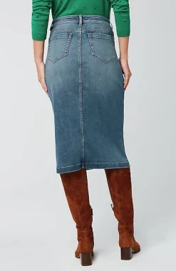 Slit-Hem Denim Skirt | Jjill
