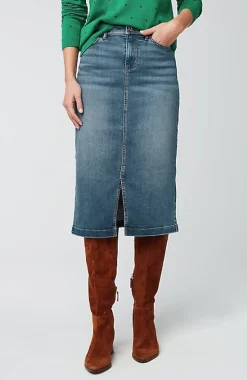 Slit-Hem Denim Skirt | Jjill