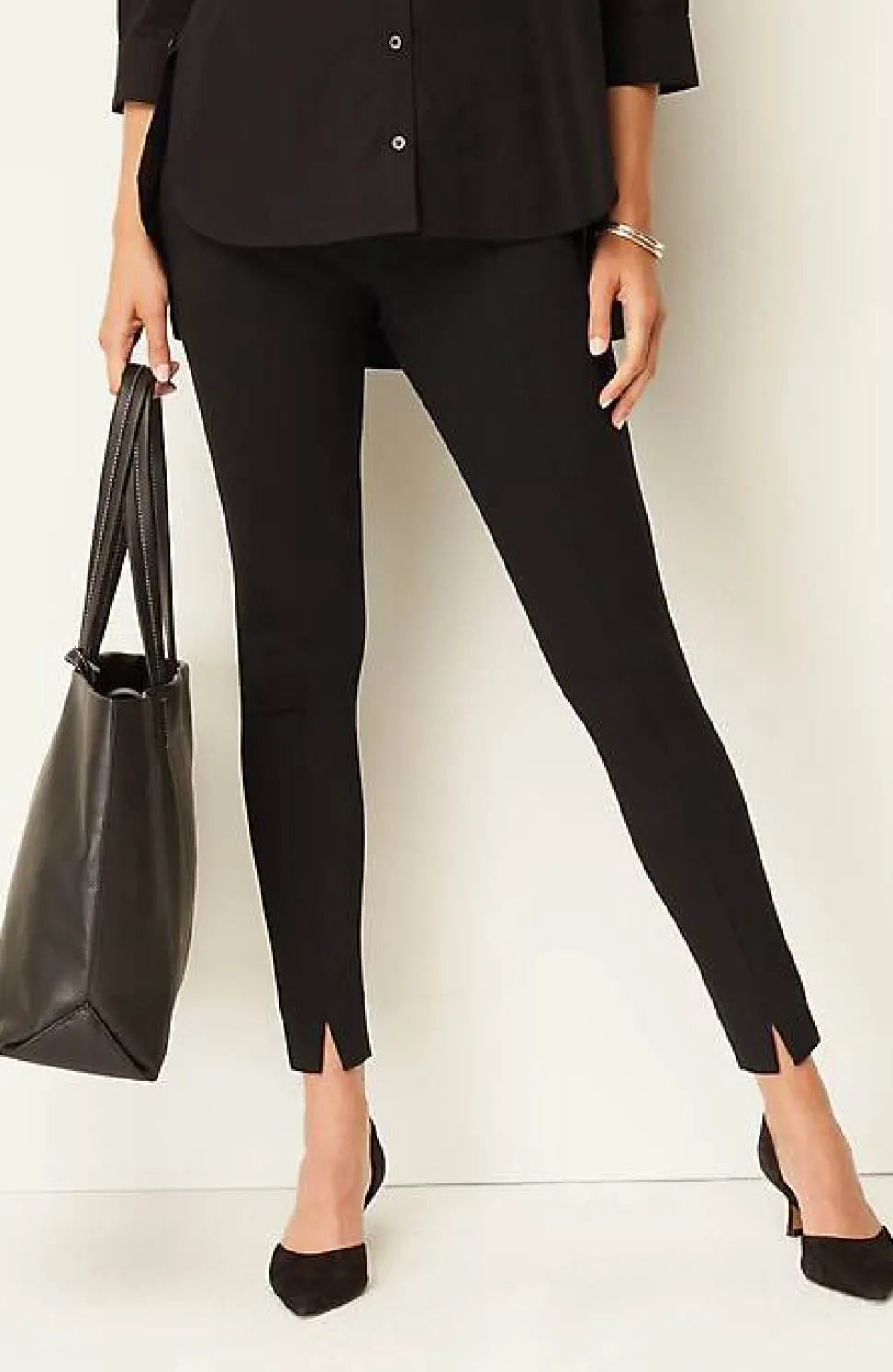 Slit-Hem Ponte Leggings | Jjill
