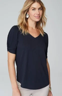 Slub-Knit Twist-Sleeve Tee | Jjill