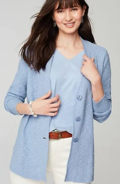 Slub-Textured Button-Front Cardi | Jjill