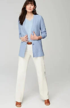 Slub-Textured Button-Front Cardi | Jjill