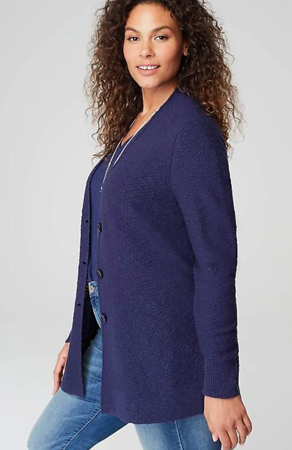 Slub-Textured Button-Front Cardi | Jjill