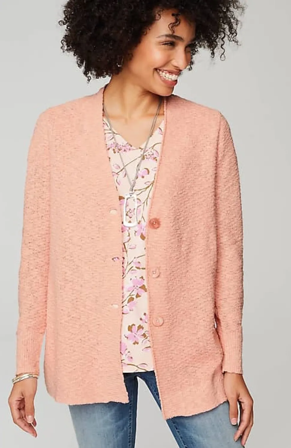 Slub-Textured Button-Front Cardi | Jjill