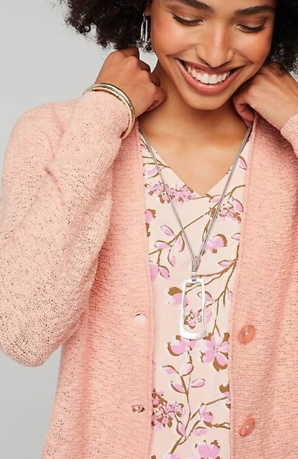 Slub-Textured Button-Front Cardi | Jjill