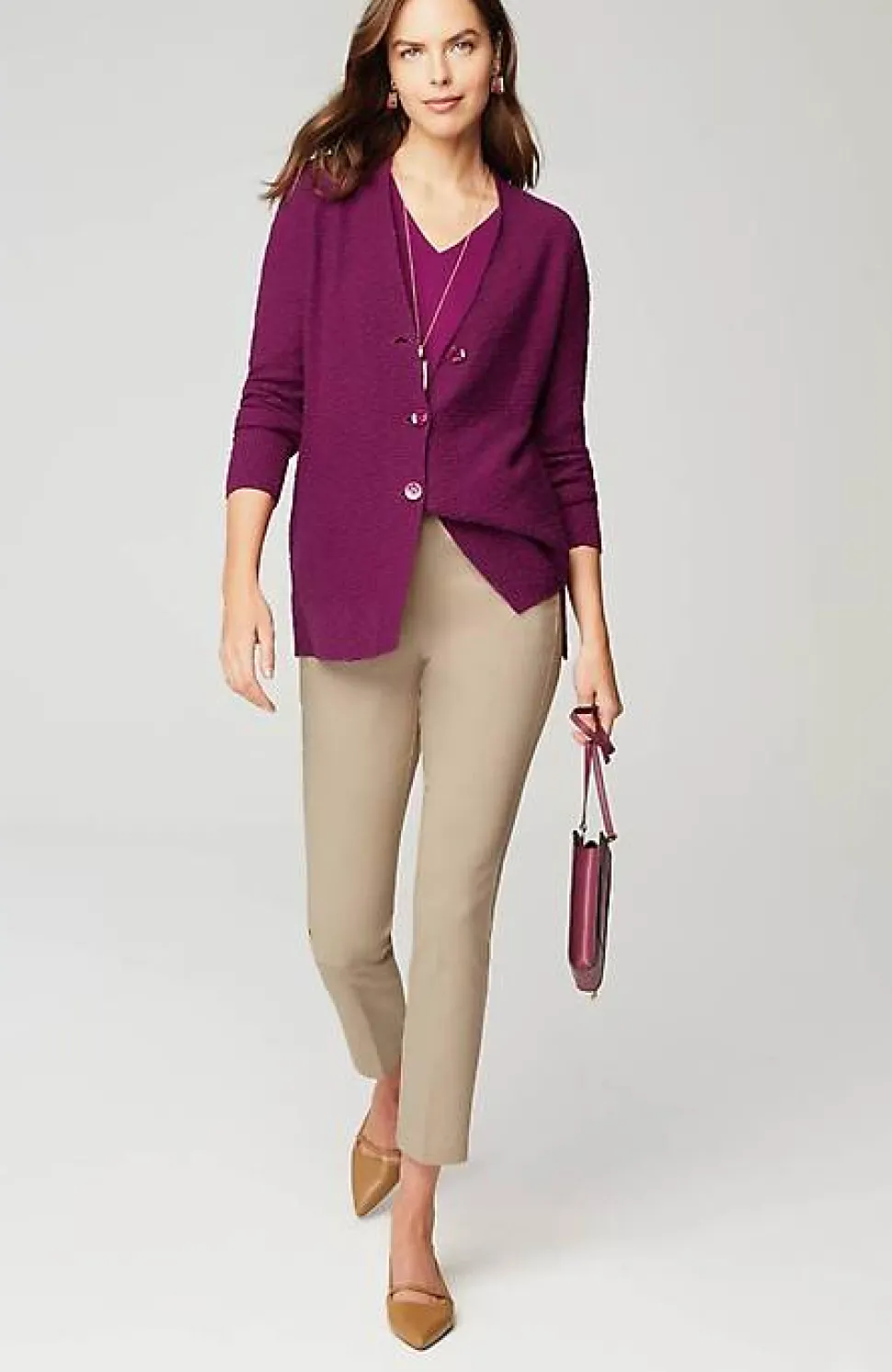 Slub-Textured Button-Front Cardi | Jjill