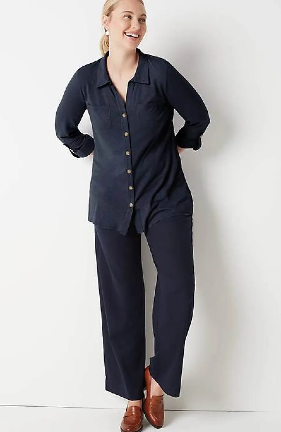 Slub-Textured Patch-Pocket Tunic | Jjill