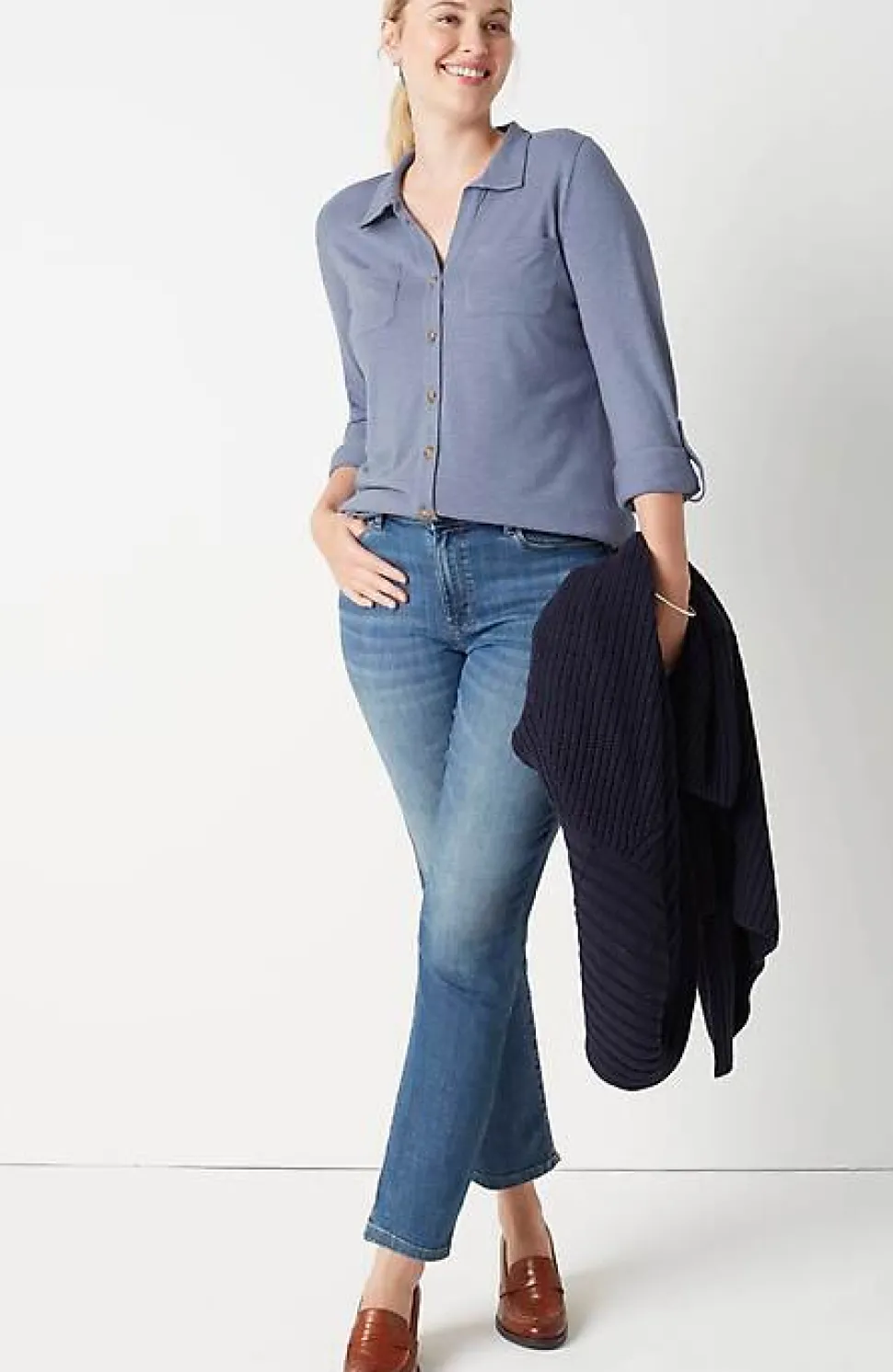 Slub-Textured Patch-Pocket Tunic | Jjill