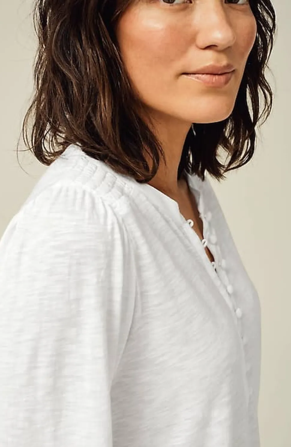 Smocked Henley Top | Jjill