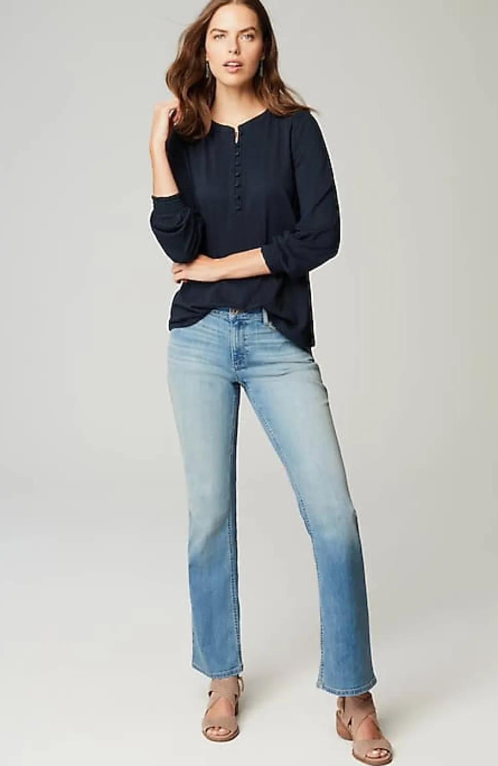 Smocked Henley Top | Jjill