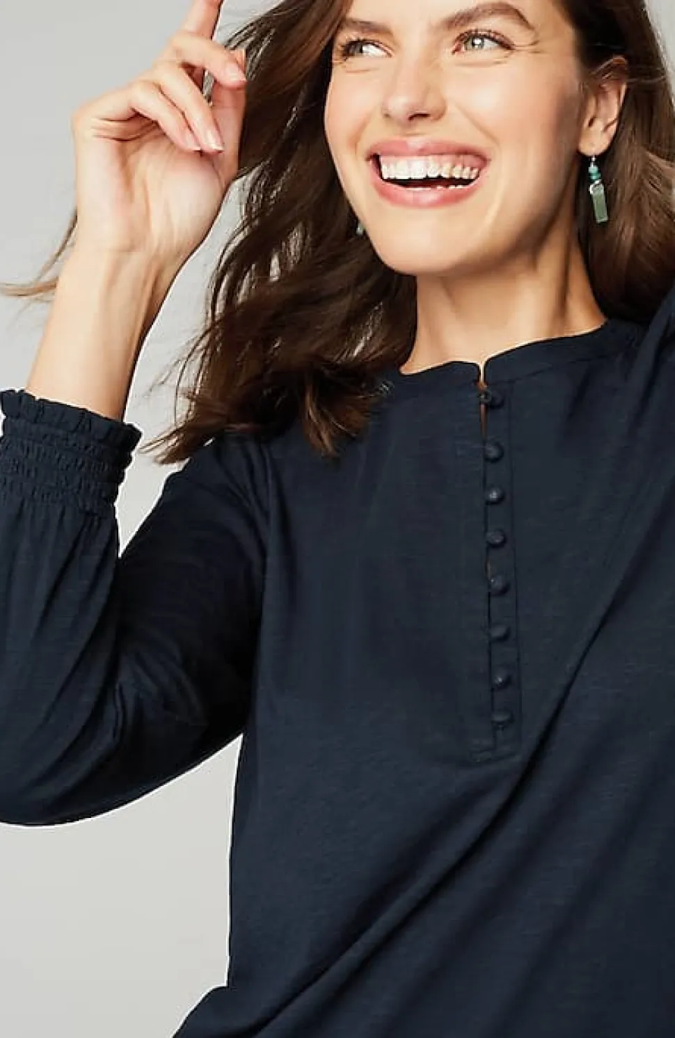 Smocked Henley Top | Jjill