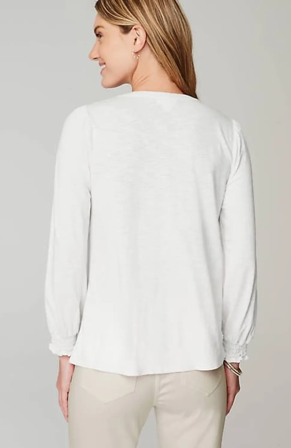 Smocked Henley Top | Jjill