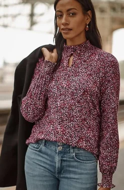 Smocked Mock-Neck Top | Jjill