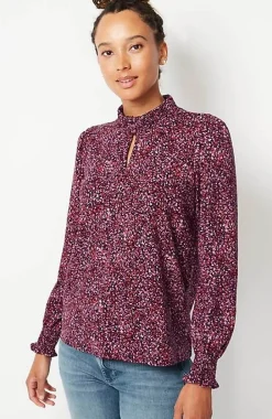 Smocked Mock-Neck Top | Jjill