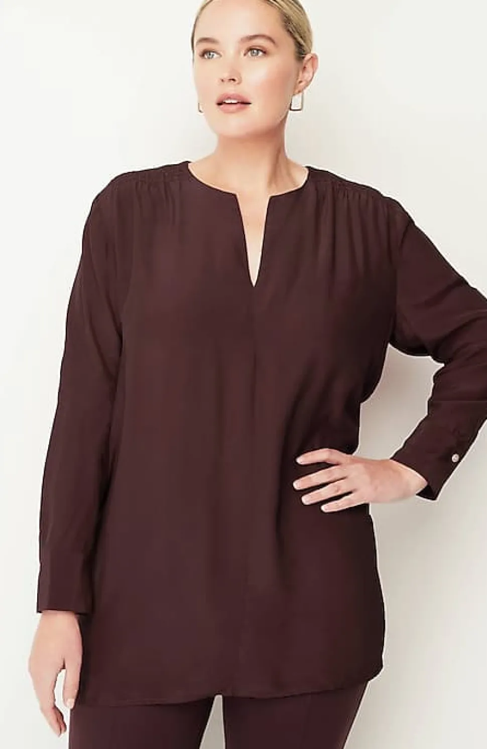 Smocked Split-Neck Tunic | Jjill