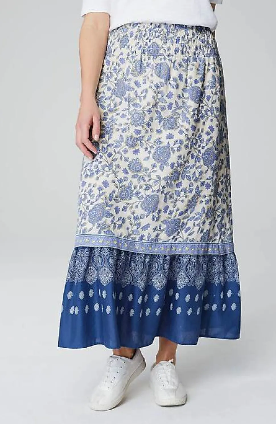 Smocked-Waist Tiered Maxi Skirt | Jjill