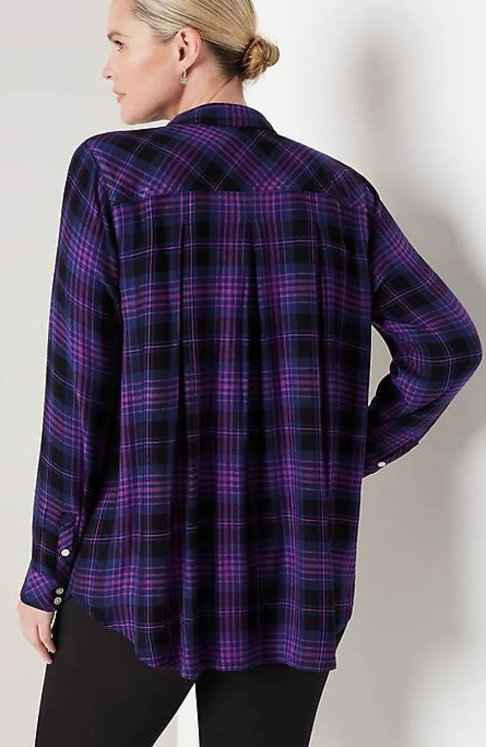Soft Button-Front Plaid Tunic | Jjill