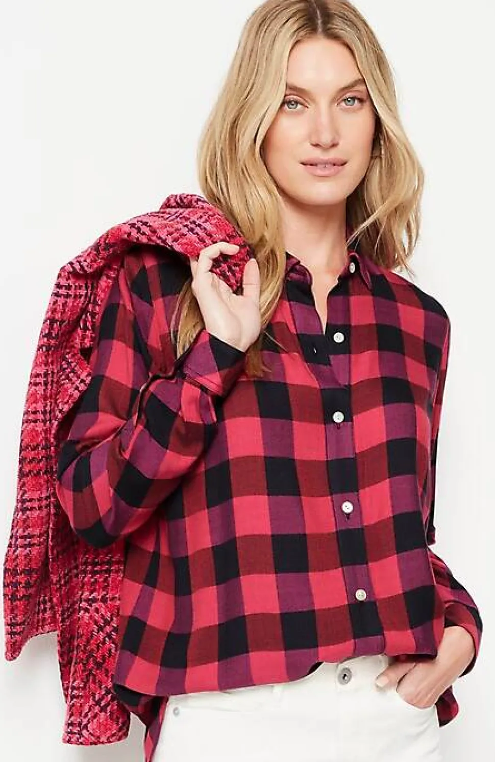 Soft Button-Front Plaid Tunic | Jjill