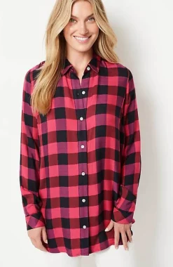Soft Button-Front Plaid Tunic | Jjill
