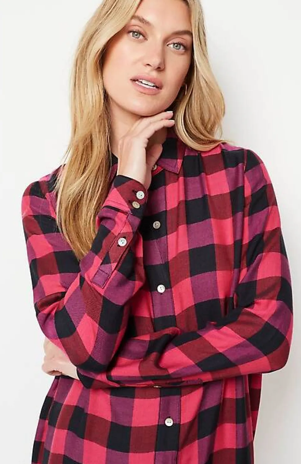 Soft Button-Front Plaid Tunic | Jjill