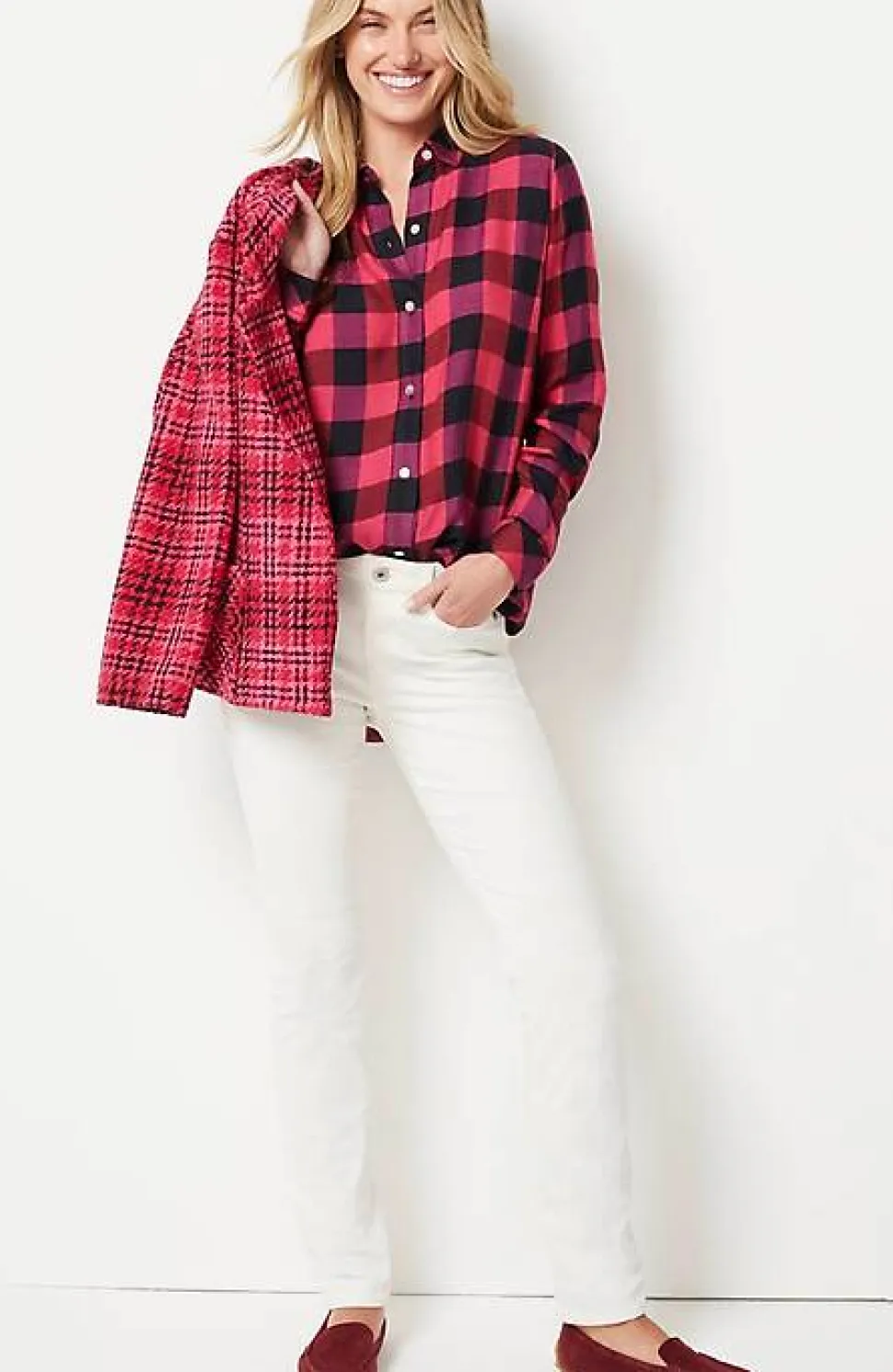 Soft Button-Front Plaid Tunic | Jjill