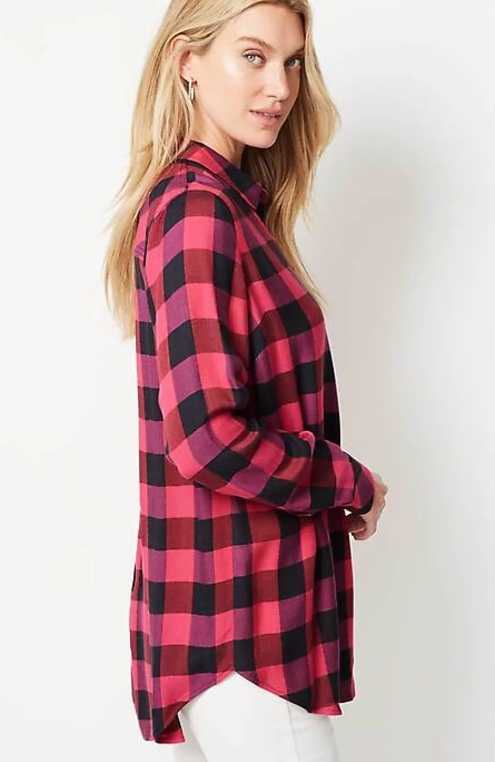 Soft Button-Front Plaid Tunic | Jjill