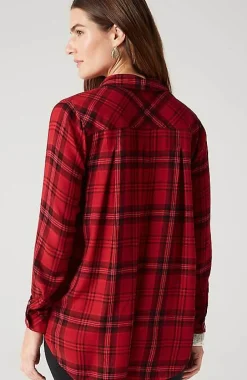 Soft Button-Front Plaid Tunic | Jjill
