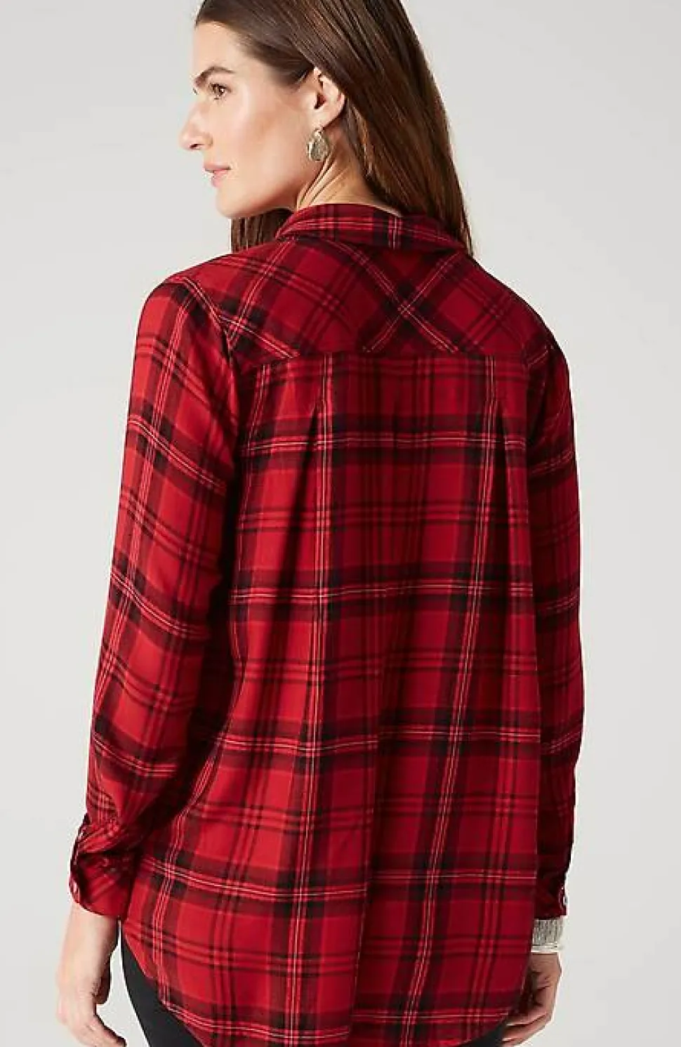 Soft Button-Front Plaid Tunic | Jjill